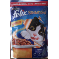 Отзыв о Корм консервированный для кошек Purina Felix Sensation с говядиной в желе с томатами