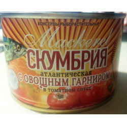 Скумбрия с овощным гарниром в томатном соусе