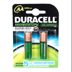 Отзыв о Аккумуляторные батарейки Duracell HR6-2BL AA 2400 mAh