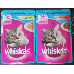 Отзыв о Корм для кошек Whiskas сочные кусочки с курицей и с говядиной